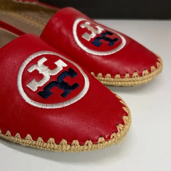 Tory Burch Darien Red Loafer Espadrille nappa leather Womens Size 7M - Picture 6 of 16